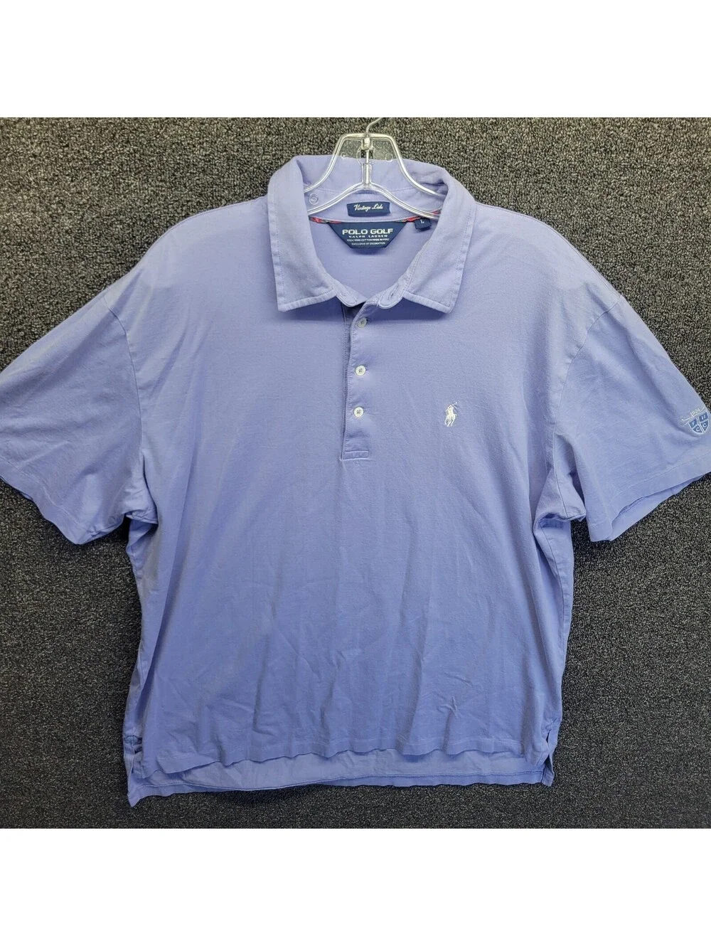 Vtg Polo Golf Ralph Lauren Shirt Men's Sz L Blue Vintage Lisle FHCC Golf Club
